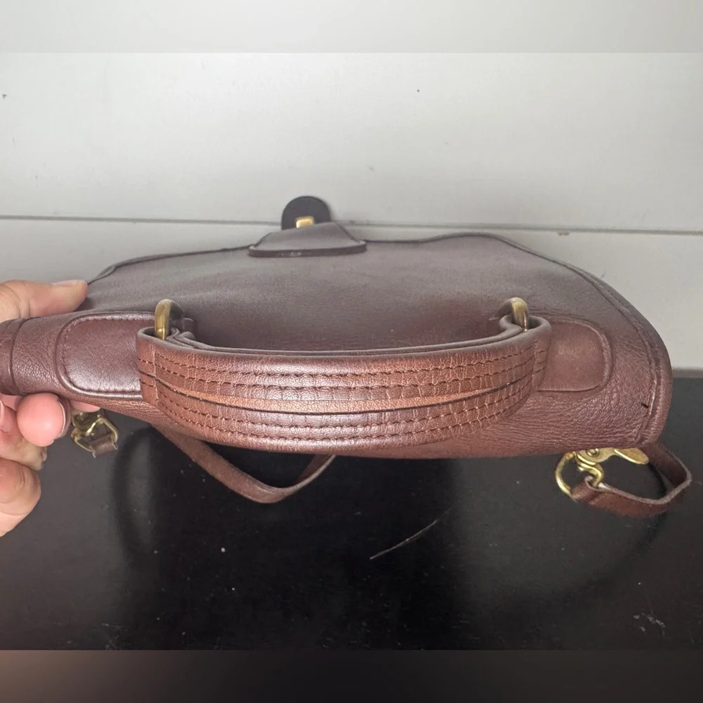 Vintage Coach Station Bag 5130 Brown Leather Crossbody Turnlock Bag 90s Classic - Picture 7 of 16
